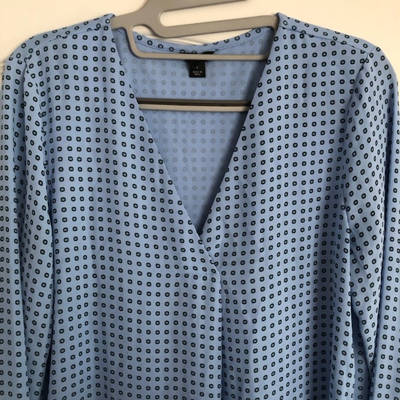 Ann Taylor Blue Pleat Front Top - Picture 3 of 5